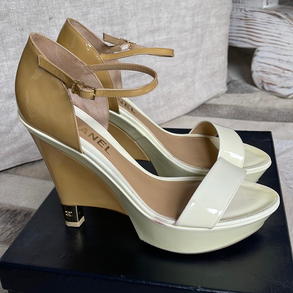 Chanel Patent Wedges